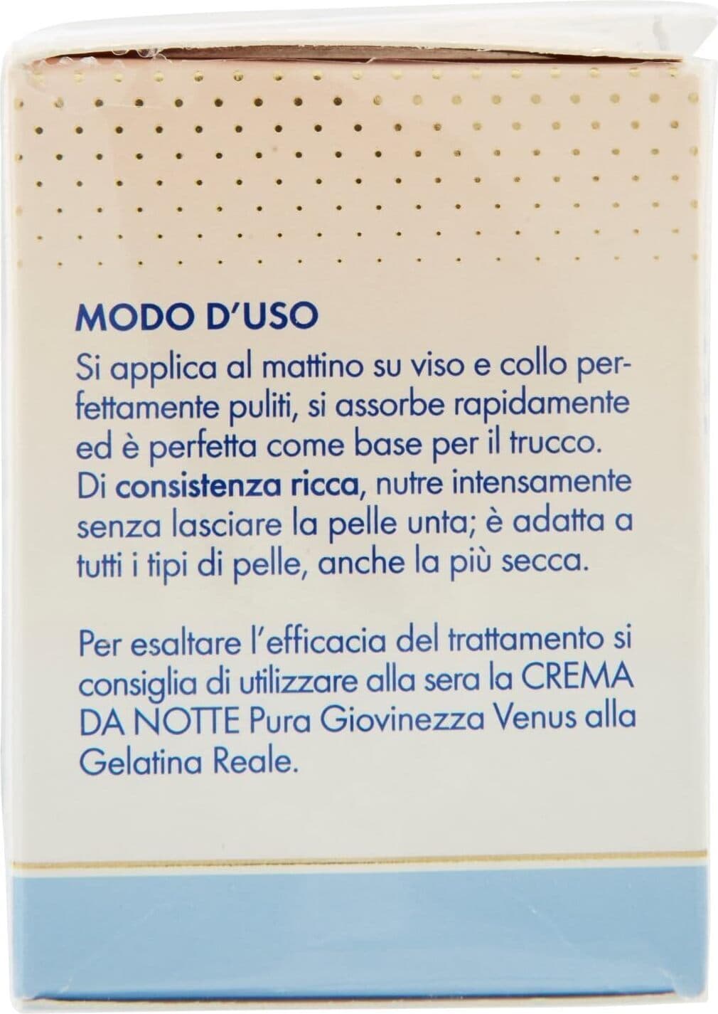 Crema da Giorno Antirughe Venus con Gelatina Reale - Idratante Profonda, Riduce le Rughe - 50 ml