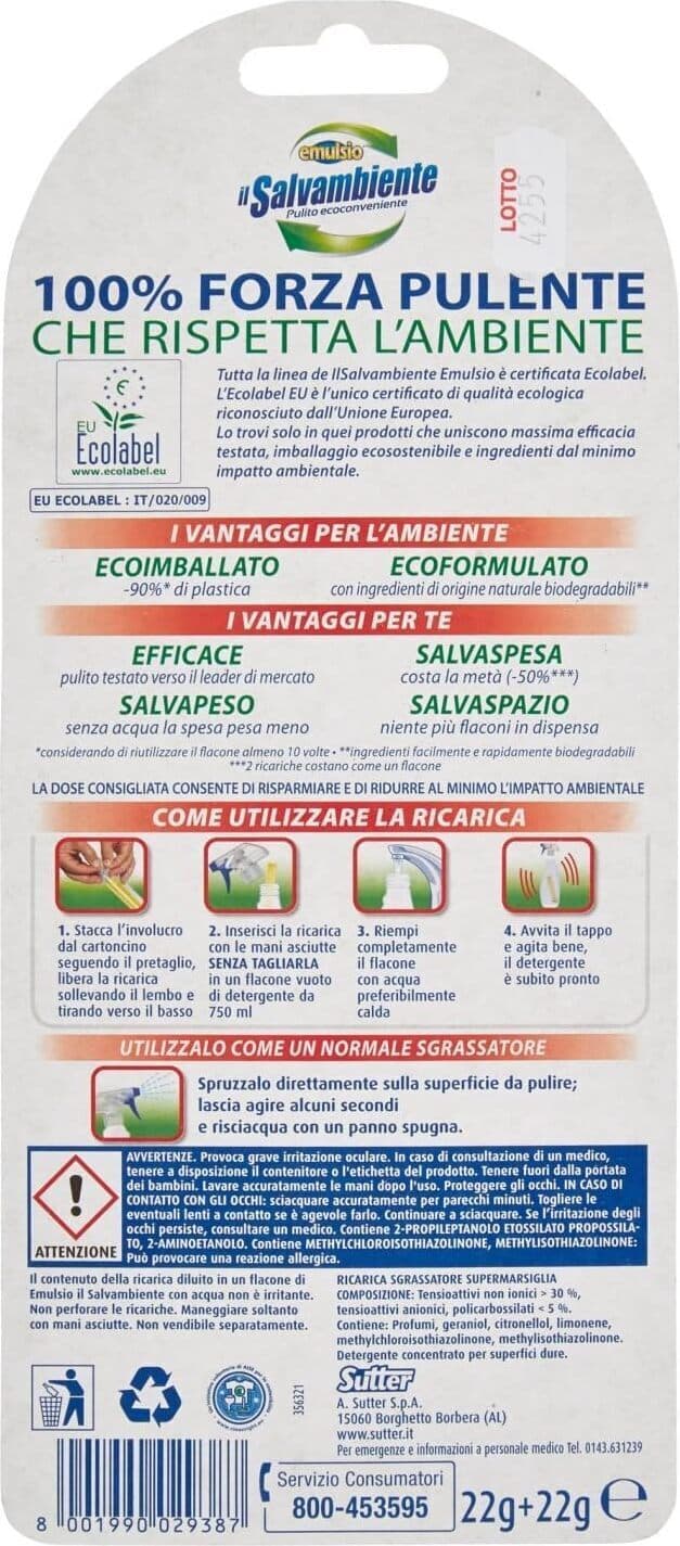 Emulsio Sgrassante Ecologico per Ambienti S/Ambiente Ricx2 Pulizia Profonda