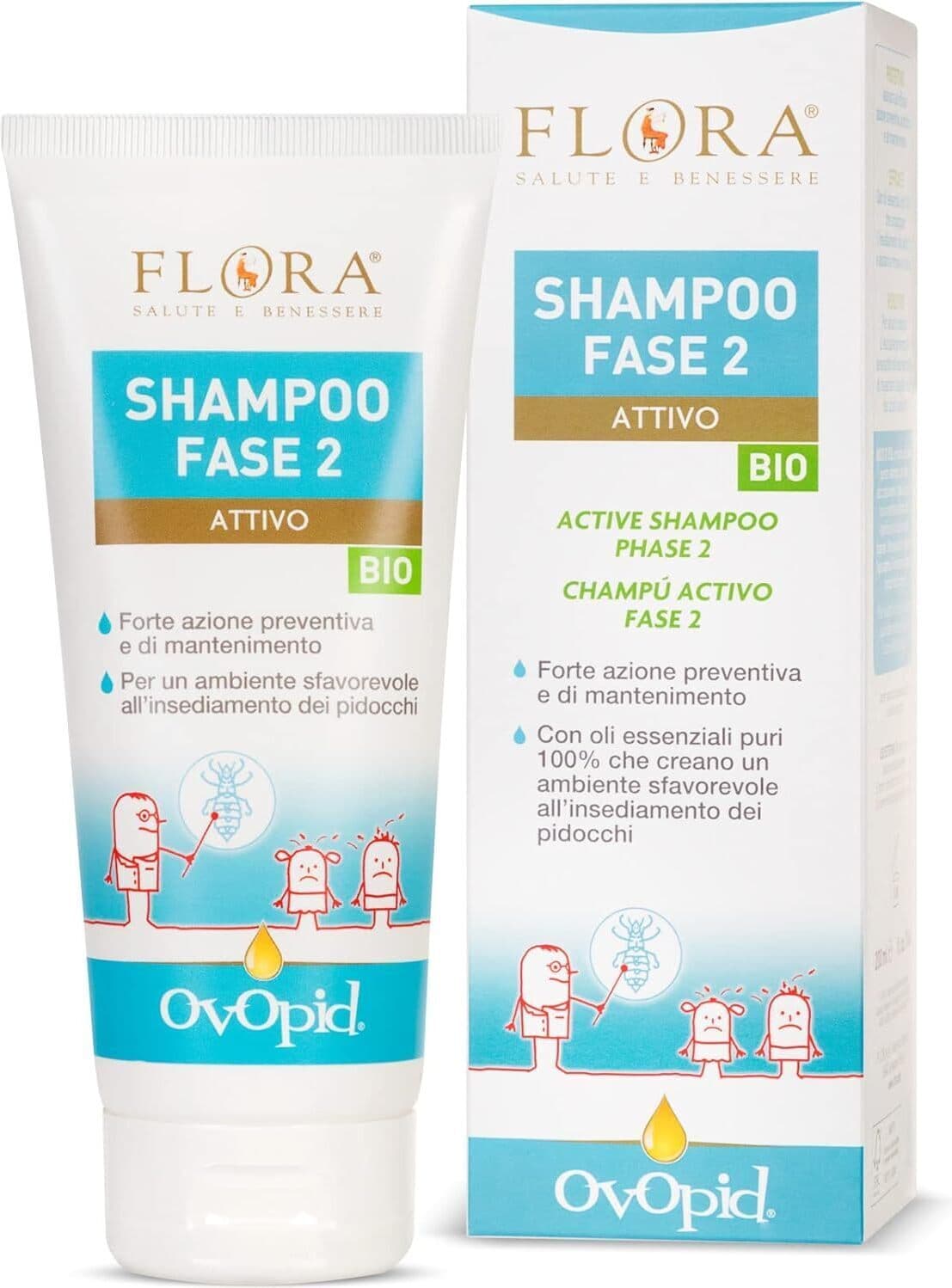 Shampoo Anti-Pidocchi Fase 2, 200 ml - Trattamento Protettivo ed Efficace Contro la Pediculosi, Ideale per Prevenire l'Insediamento dei Pidocchi - Confezione da 3 Pezzi
